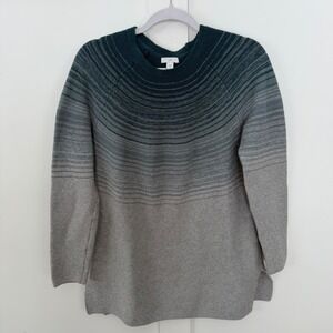 J.‎ Jill Fair Isle Sweater Gray Turquoise Tunic Long Soft Cozy Crew NeckMedium